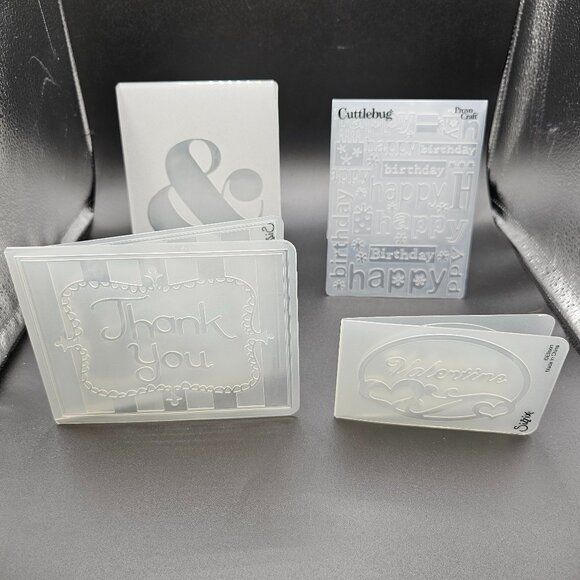 Stampin' Up Sizzix Cuddlebug Embossing Folders Lot of 4 Happy Birthday Valentine - Picture 1 of 5